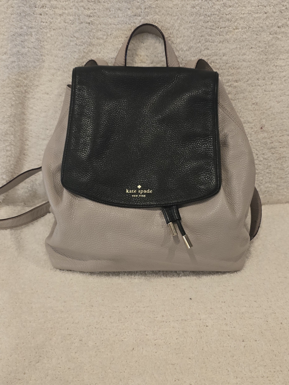 kate spade Black Flap and Taupe Body Leather Backpack